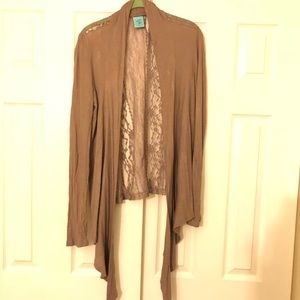 HIP Lace and Cotton Cardigan In Taupe size Large
